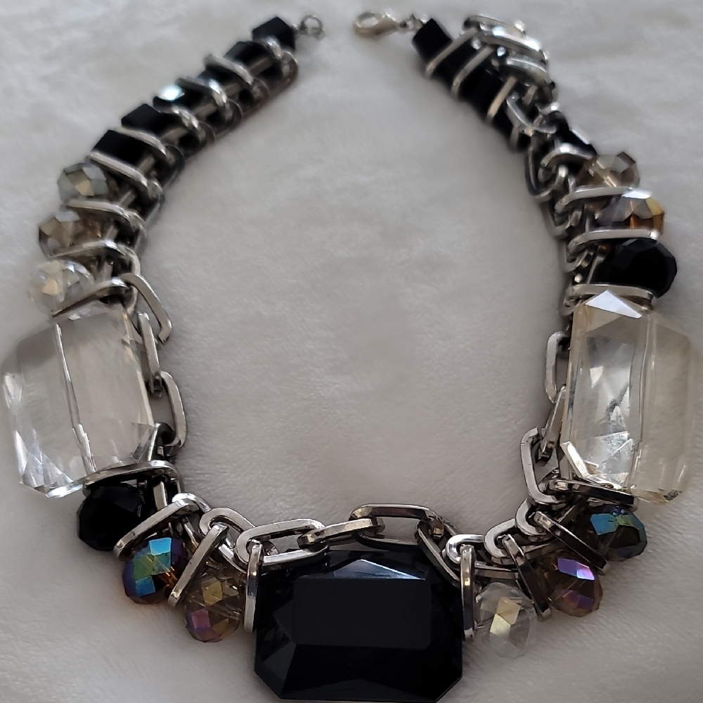Source Unknown Black And Silver Chunky Necklace - image 1